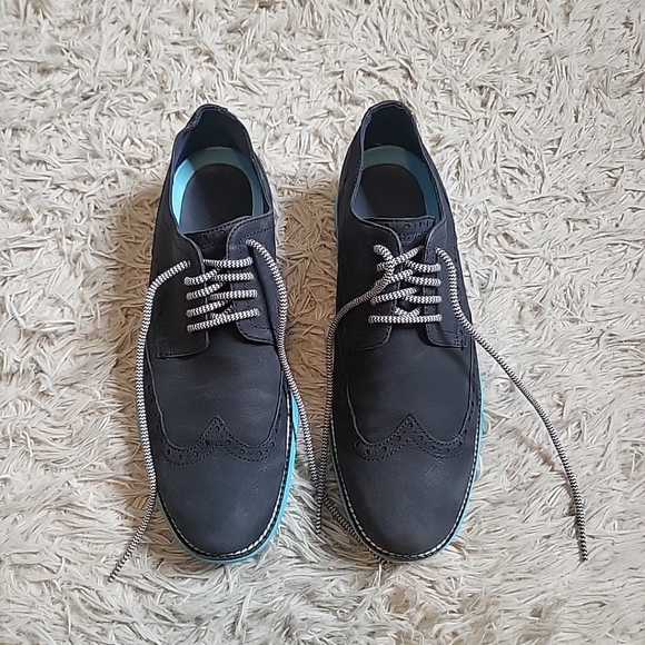 Mens Cole Haan Blue Suede Shoes Lace Up Oxfords Stylish Preppy Classic Size 10.5 main image 7